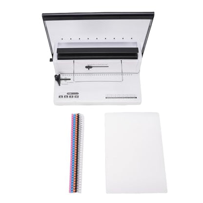 Coil Binding Machine with Electric Coil Inserter, 20 Sheet Punch 140 Sheet Binding 34 Square Holes Coil Binding Machine with 12Pcs 12mm Coils 50 Sheet A4 Covers for A4A5