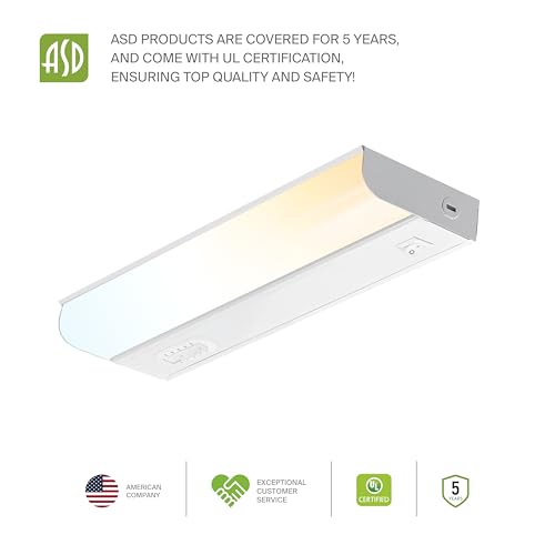 ASD LED Under Cabinet Lighting Hardwired, 9 Inch 4W 2700K-5000K - color: 9 Inch White, size: 20 Pack