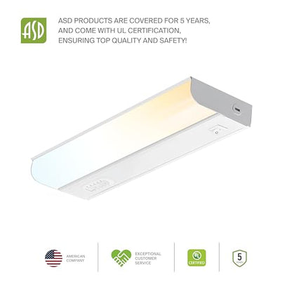 ASD LED Under Cabinet Lighting Hardwired, 9 Inch 4W 2700K-5000K - color: 9 Inch White, size: 20 Pack