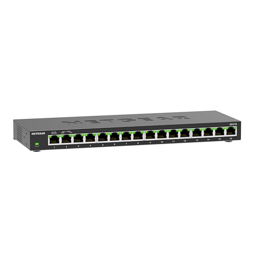 NETGEAR 16-Port Gigabit Ethernet Unmanaged Network Switch (GS316v3) | Essentials Model, Plug-and-Play, Fanless Silent Metal Housing, Desktop or Wall Mount, 802.1p QoS & 9K Jumbo Frame Support - size: 16 Port