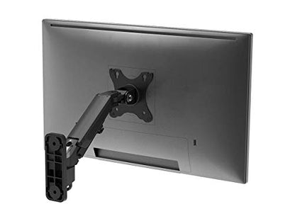 Monoprice Full Motion Wall Mount - for Monitors Up to 27 Inch, Adjustable Gas Spring, 1-Segment, Supports Max Weight 15.4 Pounds, Black - Workstream Collection - style: 1 Segment
