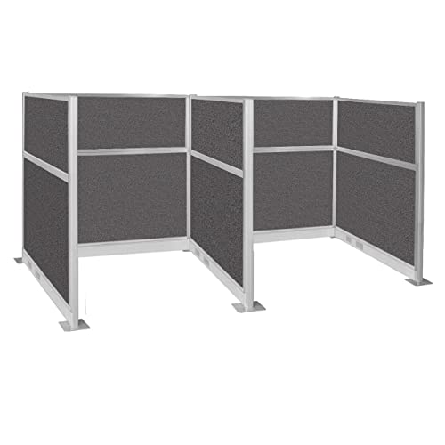 Versare Pre-Configured Hush Panel Electric Cubicle | Workstation Divider Walls | Cubicle Privacy Panels | Office Partition Walls - color: Charcoal Gray, size: 6' x 6' Double