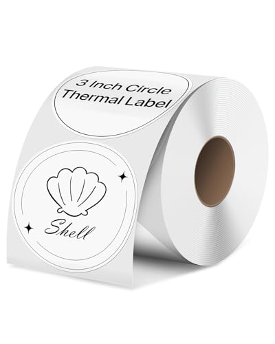 iEager 3 Inch White Circle Thermal Labels, Durable Round Thermal Label - color: White, size: 3 INCH