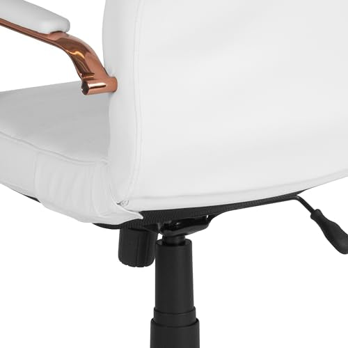 Flash Furniture Mid-Back LeatherSoft Executive Chair, White/Rose Gold - color: White Leathersoft/Rose Gold Frame