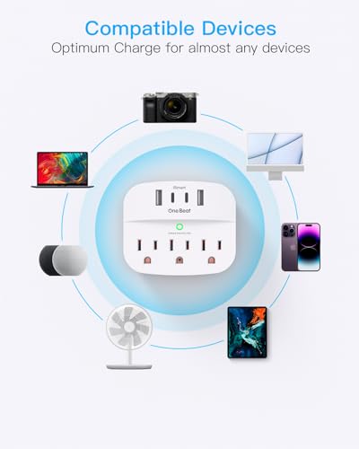 One Beat Multi Plug Outlet Splitter with USB,Surge Protector Outlet 2 Pack - color: White, size: 2c2a, 2 Pack