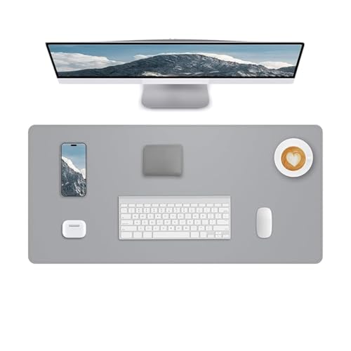 Desk Pad, Leather Non-Slip Laptop Computer Desk Keyboard Mat, Table Protector Blotter Mat, Large Mouse Pad (23.6" x 11.8")-Grey - color: Grey
