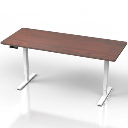 VIVO Dark Walnut 71 x 30 in Standing Desk, DESK-KIT-2EW71D - color: Dark Walnut Top / White Frame, size: 71 x 30 inch
