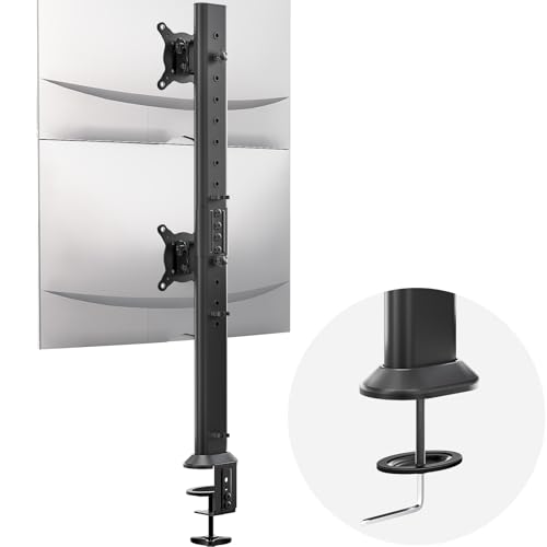 HEMUDU Dual Monitor Articulating Desk Mount Arm Stand - Vertical Stack Screen Supports Two 13 to 34 Inch Computer Monitors with C Clamp - size: 13"-34" MONITOR ARM STAND WITH C CLAMP