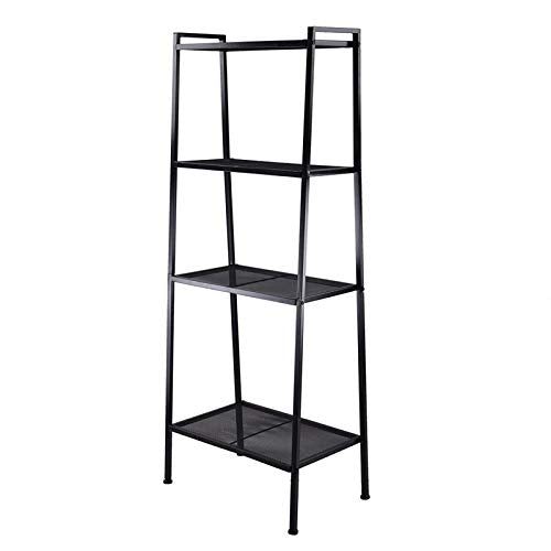 Ladder Bookshelf, 4-Tier Metal Shelf Open Bookcase Freestanding Bathroom Storage Rack Plant Stand for Living Room, Bedroom, Office, Easy Assembl (Black3) - color: Black3