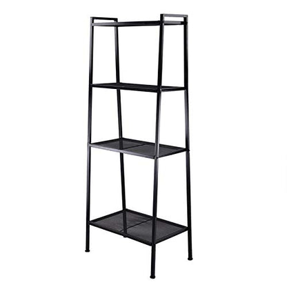 Ladder Bookshelf, 4-Tier Metal Shelf Open Bookcase Freestanding Bathroom Storage Rack Plant Stand for Living Room, Bedroom, Office, Easy Assembl (Black3) - color: Black3