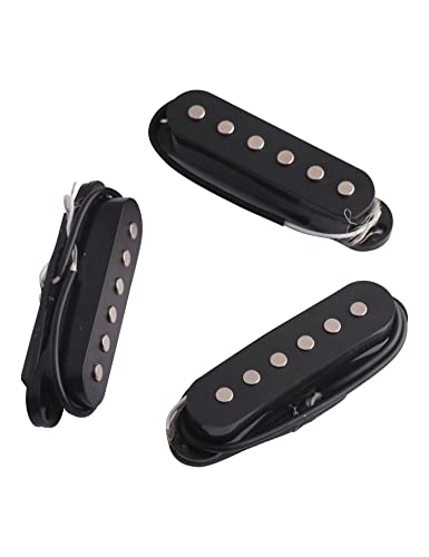 Electric Guitar Pickups Single Coil Pickup Ceremic Magnet Pickup | S-S-S, Neck Middle Bridge Pickup Set, for ST Strat Style Electric Guitar, Guitar Parts Replacement, Set of 3Pcs, Black - color: Black