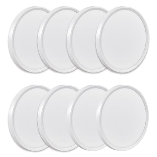 9Inch 8PK White LED Flush Mount Ceiling Light,18W,1860LM, 3CCT Selectable | 3000K/4000K/6000K CCT Selectable, White Close to Ceiling Round Flat Panel Light, Super Slim LED Ceiling Light for Bedroom - color: White, size: 9"-8PK