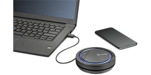 Poly Calisto 5300 Bluetooth Speakerphone (Plantronics) - Personal Portable Speakerphone for Conference Calls - USB-A Bluetooth Adapter - Connect to PC/Mac/Cell Phone - Works w/Teams (Certified), Zoom