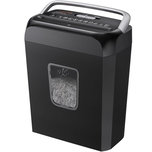 Bonsaii 6-Sheet Cross Cut Paper Shredder for Home, 3.4 Gal Bin | P-4 Security Level, Shreds Credit Cards, Staples & Paper Clips, with Portable Handle, Small Shredder for Home Office，C237-B - color: Black Gray, size: Crosscut