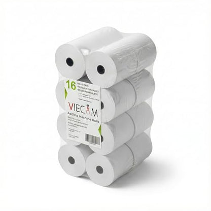 2 1/4" x 150' White Adding Machine Paper Rolls – One Ply Register/Calculator/10-Key Paper for Printing Calculators and Registers – 16 Rolls