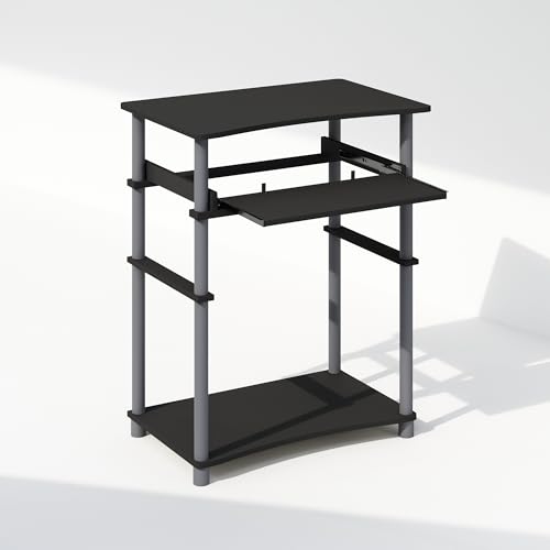 Furinno Home 23.6" Wide Desk with Keyboard Tray, Black - color: Black/Grey, size: 23.6 Inch Wide