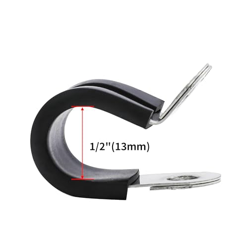1" Cable Clamps, 20PCS, 304 Stainless Steel | Rubber Cushioned Insulated Loop, Riveted Reinforce, Anti-Vibration P-Clamp, For Wire, Hose, Tube & Conduit - size: cable clamp-1"(25.4mm) 20pcs