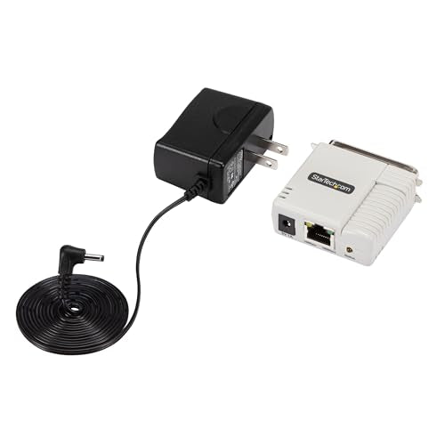 StarTech Parallel Network Print Server, Ethernet 10/100Mbps, TAA (PM1115P3) | WebUI, Centronics Ethernet Printer Server Adapter, HP, Epson, Canon, Lexmark compatible