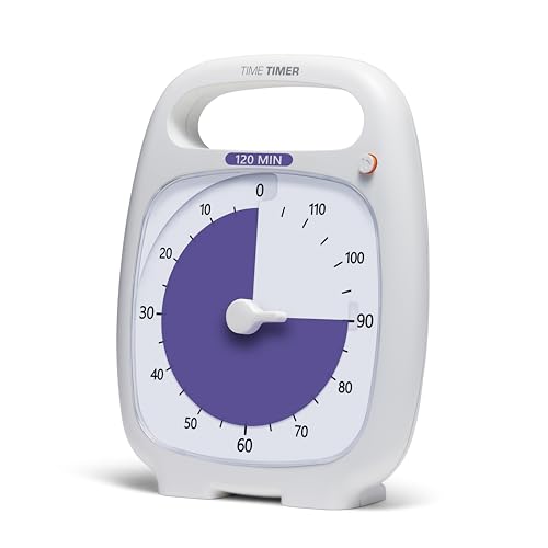 TIME TIMER PLUS 120 Minute Desk Visual Timer Countdown Timer with Portable Handle for Classroom, Office, Homeschooling, Study Tool, with Silent Operation (White) - style: 120 Minutes