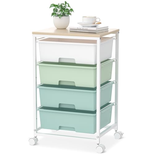 SYKIARIOL Rolling Cart with Drawers, 4-Drawer Utility Cart, Green - color: Green, size: 4 Drawers