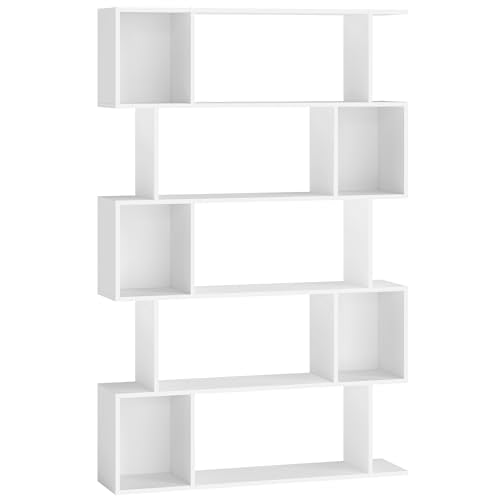 VASAGLE 5-Tier Bookcase, Open Storage, 35.4 x 9.4 x 62.6 Inches - color: Matte White, style: 5-Tier (35.4"W)