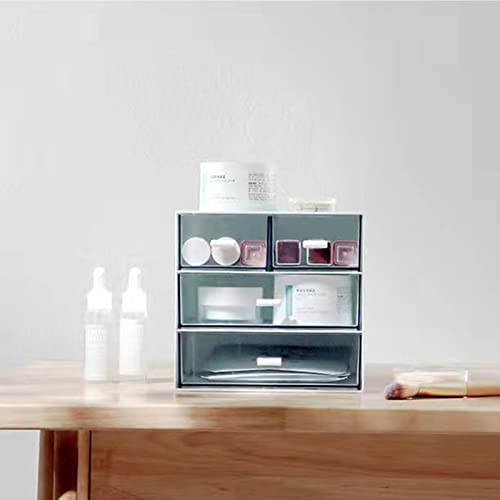 Desk Organizer with Drawer, Office Organizer with 4 Drawers, Desk Storage Box for, Desktop, Dressing table, Office, School, Home, Plastic Box and 4 Acrylic Drawers(Blue) - color: blue
