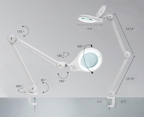 Neatfi LED Magnifying Lamp, 1200 Lumens, 5-Inch 8-Diopter Lens (White) - color: White, size: 8-Diopter