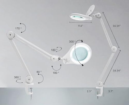Neatfi LED Magnifying Lamp, 1200 Lumens, 5-Inch 8-Diopter Lens (White) - color: White, size: 8-Diopter