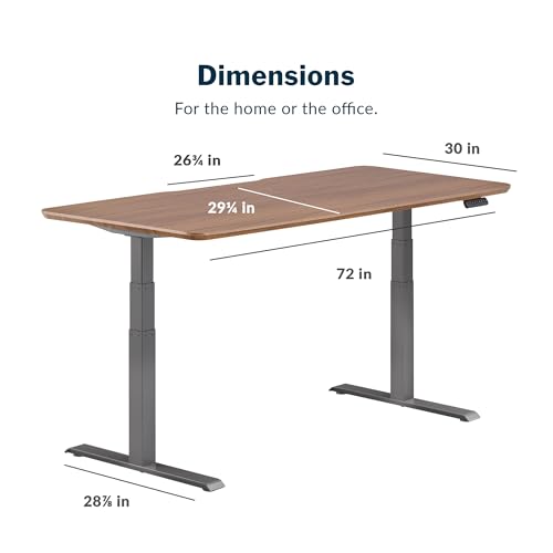 Vari Classic Electric Standing Desk – 72x30 – Walnut/Slate - color: Walnut Top / Slate Legs, size: 72 in x 30 in