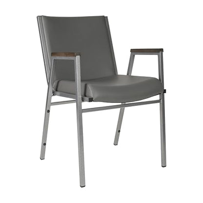 Flash Furniture Hercules Vinyl Stack Chair with Arms, Gray - color: Gray Vinyl, size: Set of 1
