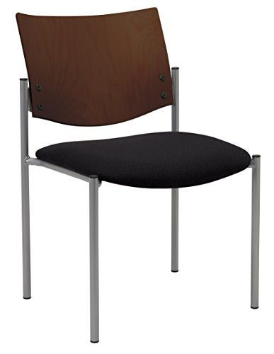 Evolve Series Guest Chair, Armless with Wood Back, Black fabric, Chocolate Back - color: Black Fabric, style: Chocolate Back