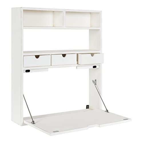 Kate and Laurel Georgie Rustic Wood Floating Desk; 26 x 6 x 30; White; Transitional Computer Desk for Home Office with Folding Design - color: White