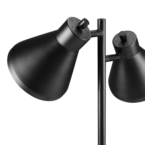 Globe Electric 18" 2-Light Desk Lamp, Industrial Design, Pivoting Heads, Matte Black Finish, Dual On/Off Switches, E26 Base, 52999 - color: Matte Black, Industrial