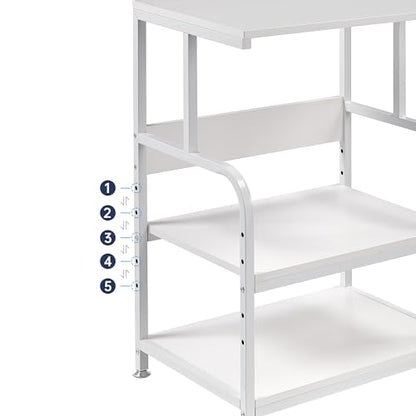 Fannova White Printer Stand with Storage, 3 Tier Printer Table with Height Adjustable Shelf, Rolling Printer Cart with Wheels for Home Office Organization - color: White