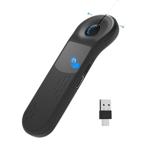 Air Mouse for PC/iOS/Android with Touchpad Rechargeable Wireless Presentation for PPT Pointer Bluetooth 2.4G Remote Control for PowerPoint/Keynote/Tiktok/Camera/Kindle App (Black) - color: Black