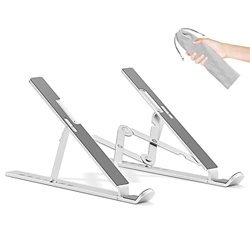 Laptop Stand, Adjustable Aluminum Foldable Portable Holder, Upgrade Whole Anti-Slip Silicone Pad, Laptop Riser for Desk Compatible with MacBook Air Pro/iPad, Lenovo and More 10-15.6” Tablets