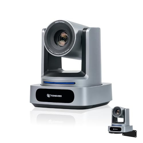 TONGVEO AI 4K PTZ Camera with Auto Tracking, 10X Optical Zoom Video Conferencing Camera, HDMI & USB 3.0 Plug and Play Webcam for Zoom, Teams, Church Worship, Live Streaming, Education - color: Grey