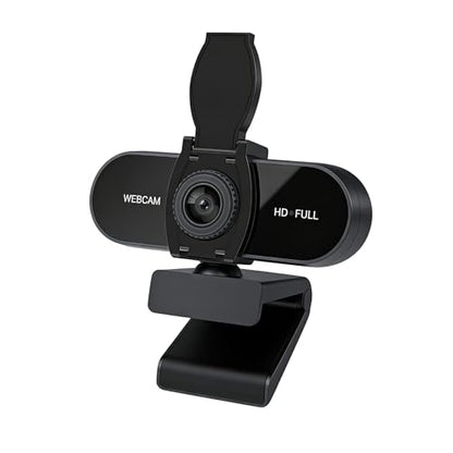 4K HD Webcam with Microphone, Noise Cancellation, Privacy Cover, Wide-Angle Lens, Auto Light Correction, Plug & Play USB Webcam for Laptop, Desktop, PC, Mac, Zoom, Skype, Streaming