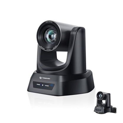 TONGVEO 4K AI PTZ Camera with Auto Tracking and 20X Optical Zoom, Conference Room Webcam with HDMI/USB3.0/LAN/PoE, Ideal for Church Worship, Zoom Meetings, Live Streaming and Education - color: Coal