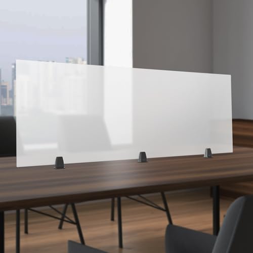 60'' × 22” Desk Divider Privacy Panel, Frosted Acrylic Table Top Sneeze Guard, Acoustic Wall Partition, Desktop Privacy Panel for Office Reduce Noise and Visual Distractions - size: 60'' × 22”