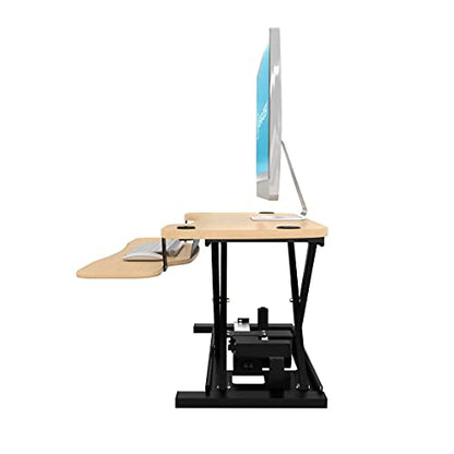VERSADESK PowerPro 36” x 24” Standing Desk Converter | 36 Inch Electric Height Adjustable Sit to Stand Desk Riser w/Keyboard Tray & USB Hub - Ergonomic Workstation for Home & Office, Maple - color: Maple