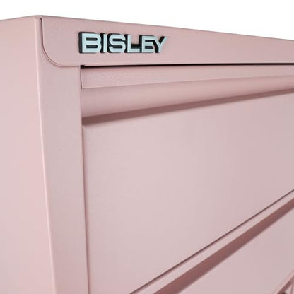 Bisley 3-Drawer Flush Front Vertical File Cabinet - Palest Pink - color: Palest Pink, size: 3 Drawer