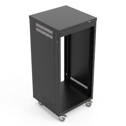 AxcessAbles 22U 19-Inch Rolling IT Server Rack 550LB Heavy Duty Open Frame with Removable Side Panels Large 3-Inch Locking Casters for Servers Networking and Rackmount Gear Includes 5mm and 6mm Screws - color: RK22U