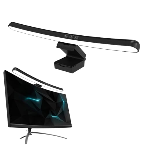 Bewinner Curved Monitor Light Bar 40cm, Asymmetrical Light Source No Glare Blue Light Blocking Stepless Dimming, 3 Color Temperatures Touch Control Type C Powered for 0.6-1.6in Curved Screens