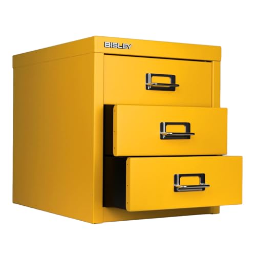 Bisley 3-Drawer Steel MultiDrawer Cabinet - Golden Sunflower Yellow - color: Golden Sunflower Yellow, size: 3 Drawer