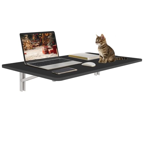 Wall Mounted Folding Table, 31.5" x 19.7", Black - color: Black, size: 31.5"W*19.7"D