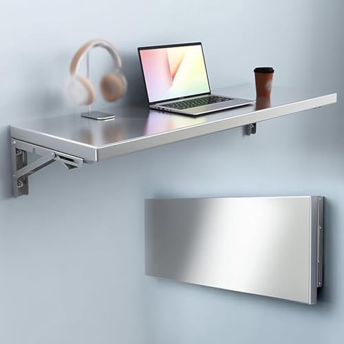 Concession Folding Shelf 24" 28" 32" 36" 40" Wall Mounted Folding Table Stainless Steel Fold Down Desk for Small Spaces(40x20cm/16x8in) - size: 40x20cm/16x8in