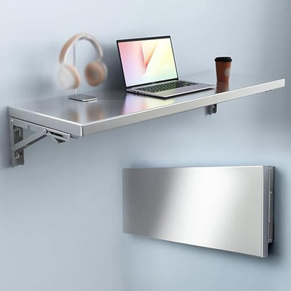 Concession Folding Shelf 24" 28" 32" 36" 40" Wall Mounted Folding Table Stainless Steel Fold Down Desk for Small Spaces(40x30cm/16x12in) - size: 40x30cm/16x12in