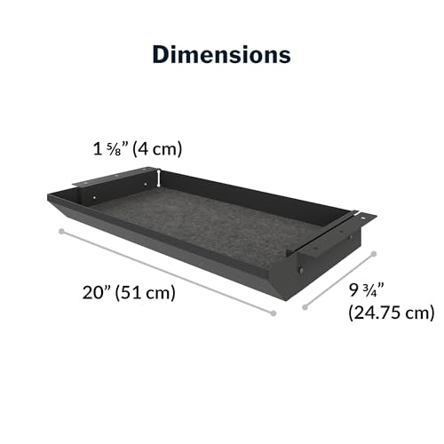 Vari Steel Under Desk Drawer - Slim Undermount Storage Organizer- Standing Desks Attachment- Versatile Placement Options, Efficient Workspace- Office Desk Accessory- (20.25" x 9.5" x 1.75") - style: Undermount Drawer