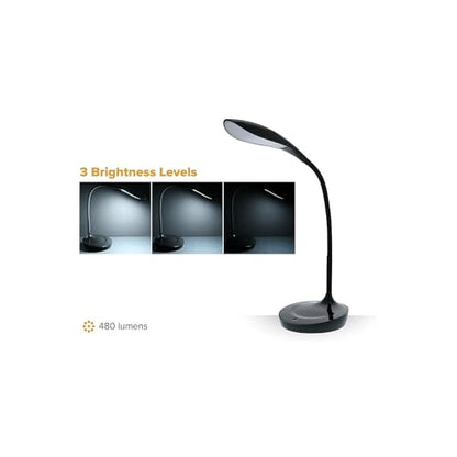 Bostitch Office KT-VLED1502-BLK Gooseneck LED Desk Lamp with USB Charging Port, Dimmable, Black - color: Black, style: Old Version